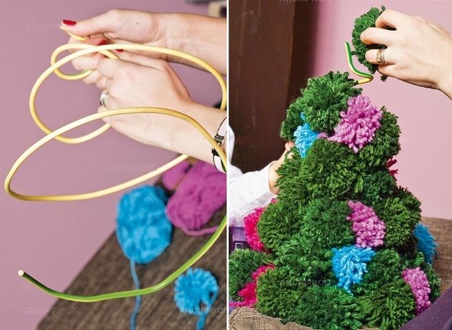 Елка из помпонов своими руками Елка из помпонов своими руками