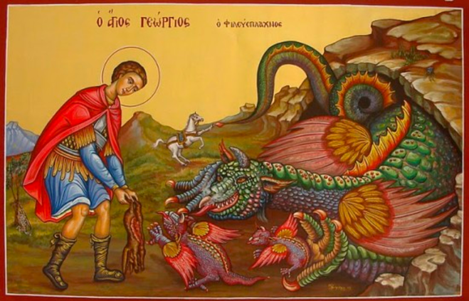 Чому на багатьох гербах драконів вбивають (див. Фото)?