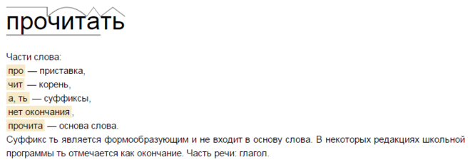 Як розібрати за складом слово ПРОЧИТАТИ?